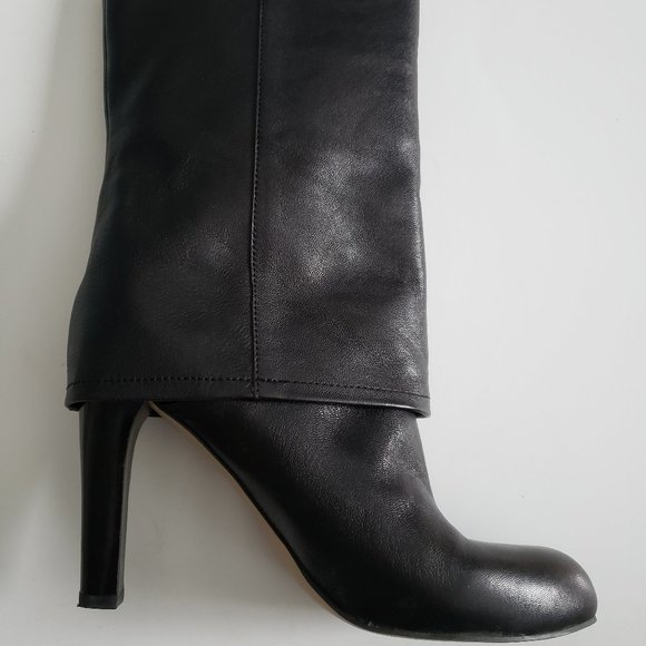 Black Leather High Heel Boots - Picture 6 of 6